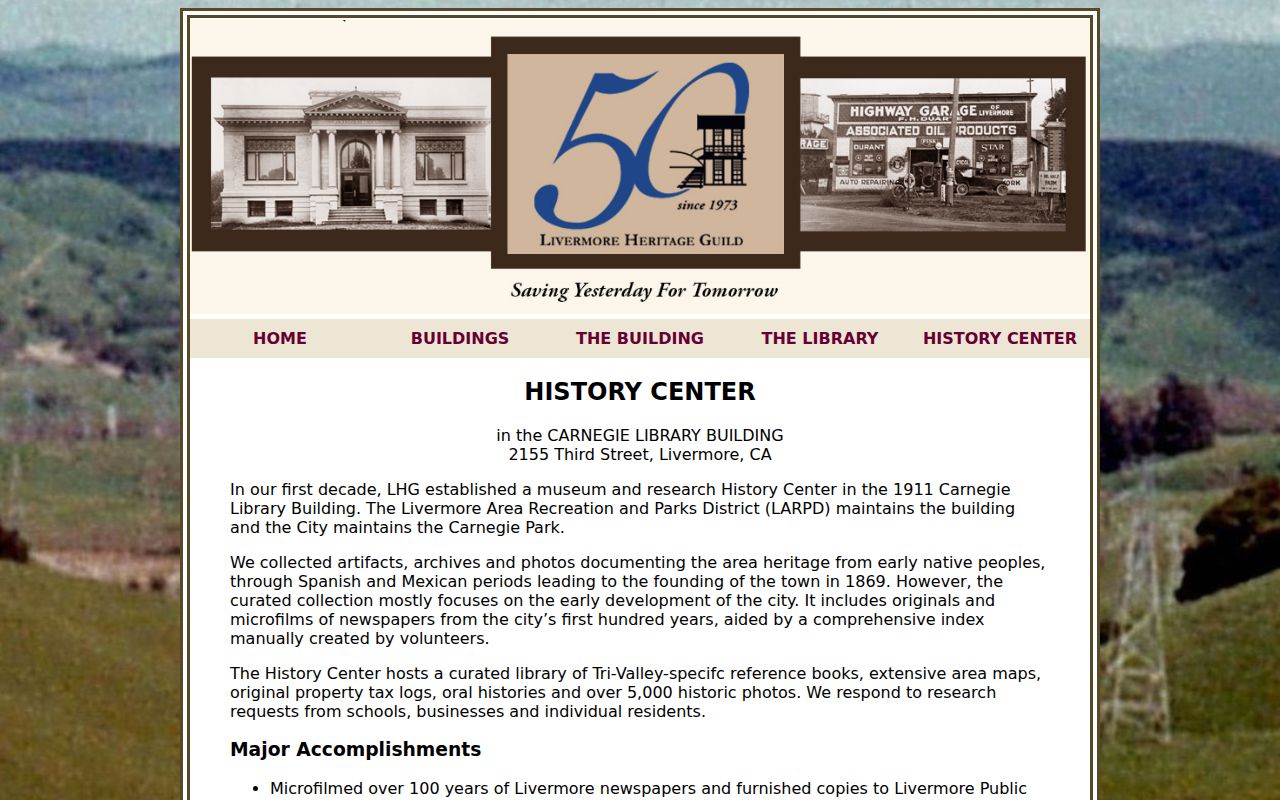 Livermore city directory reference for Heritage Guild History Center holdings
