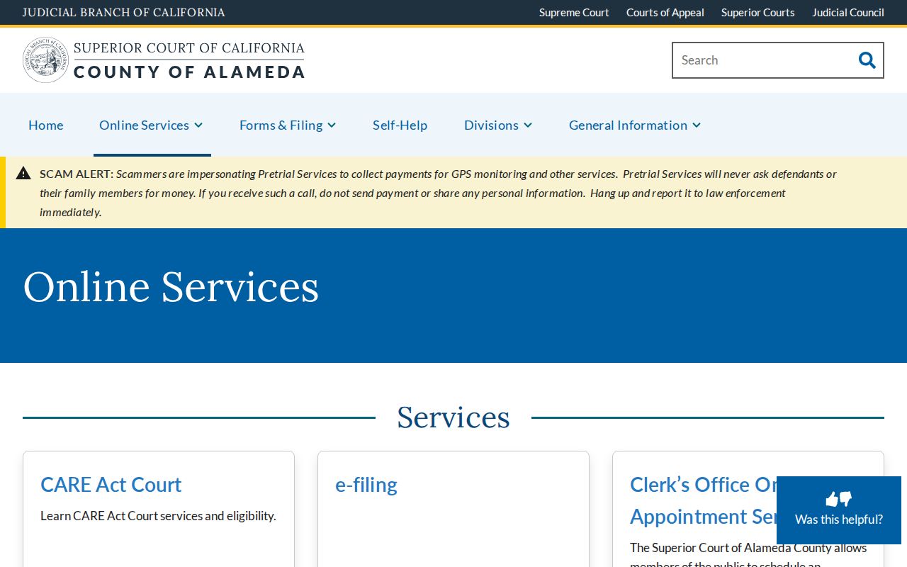 Livermore residents directory reference for Alameda Superior Court online services