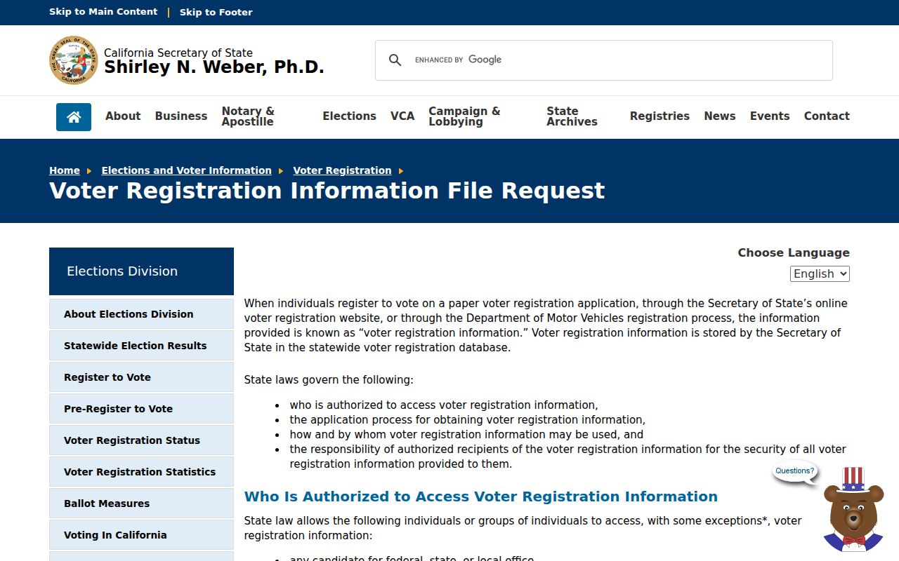Livermore neighbors lookup reference for California voter file access rules