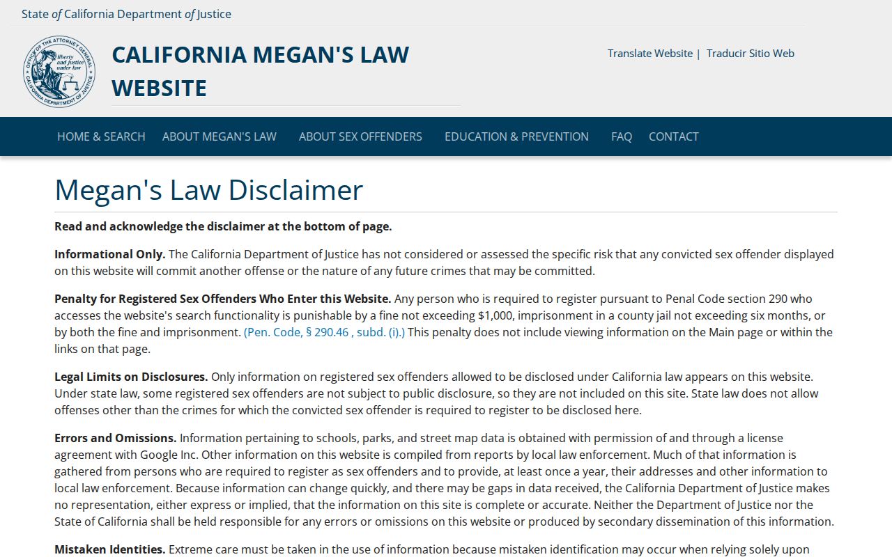 Livermore resident lookup reference for California Megan’s Law search