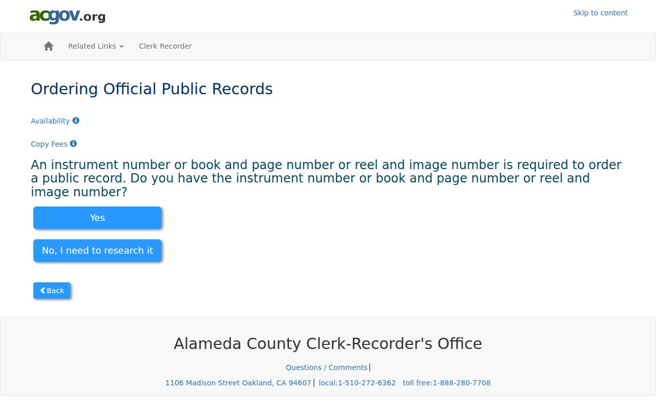 Livermore street directory reference for Alameda recorder deed index